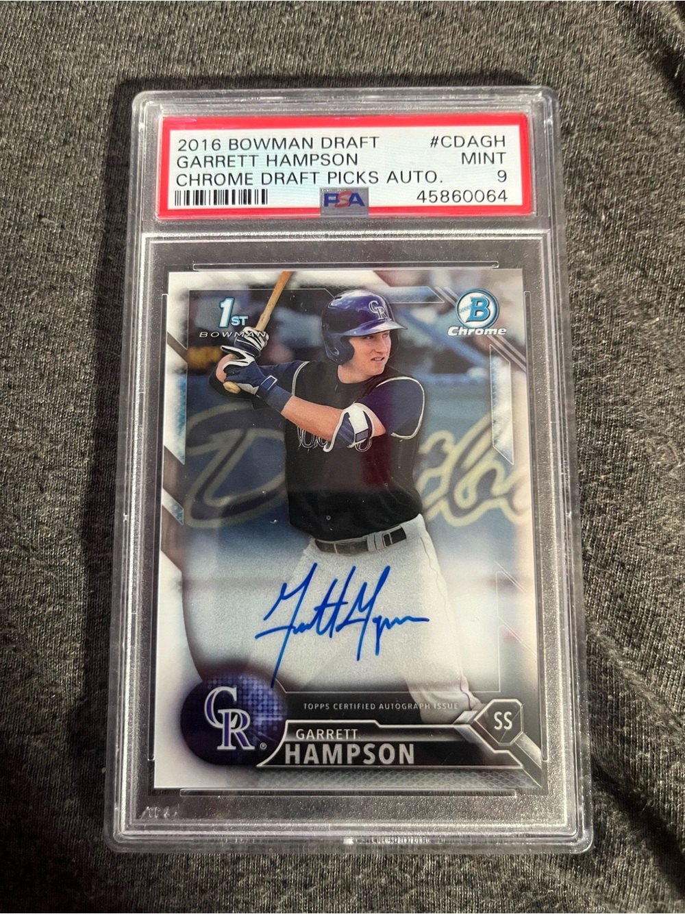 2016 Chrome Garrett Hampson Autograph Trading Card - Blue